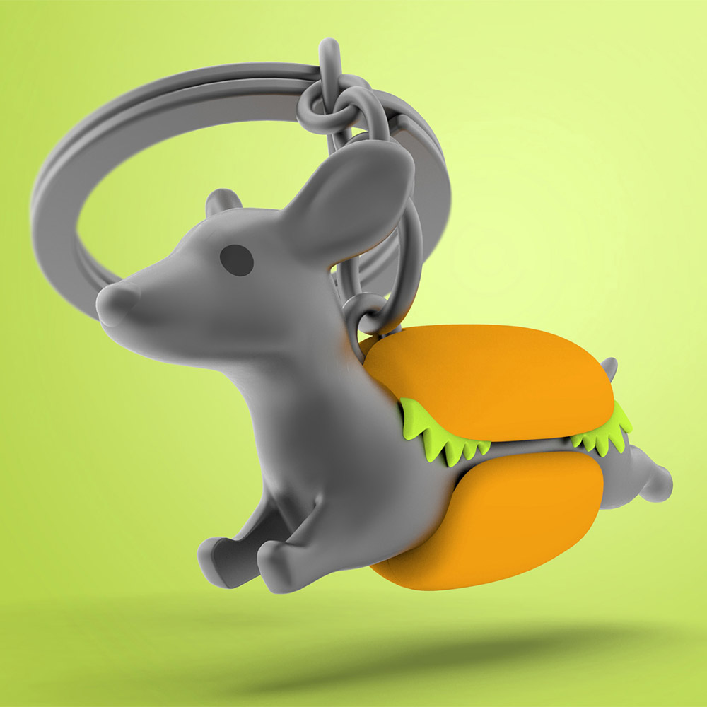 Dachshund Hotdog Keychain