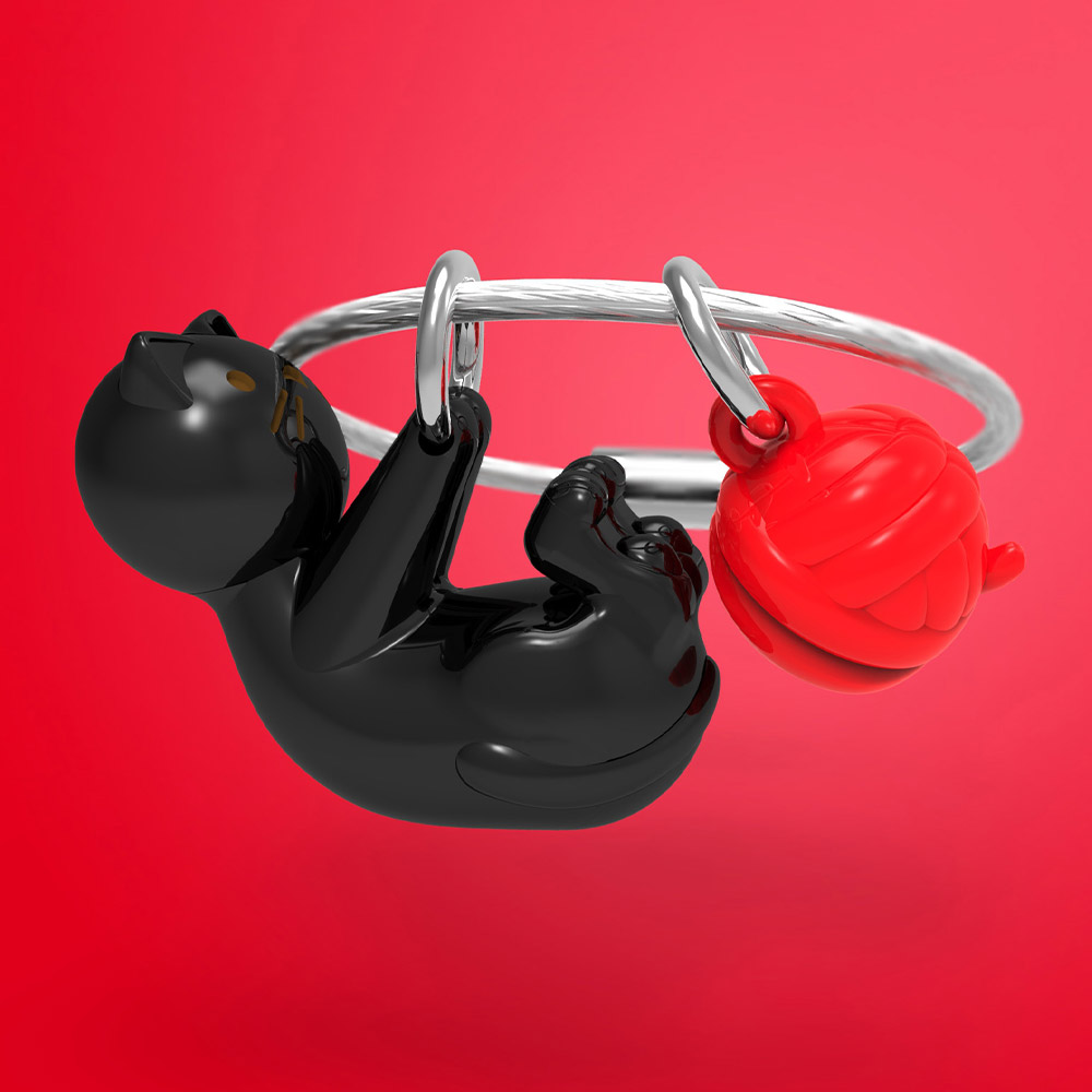 Playing Cat Keychain