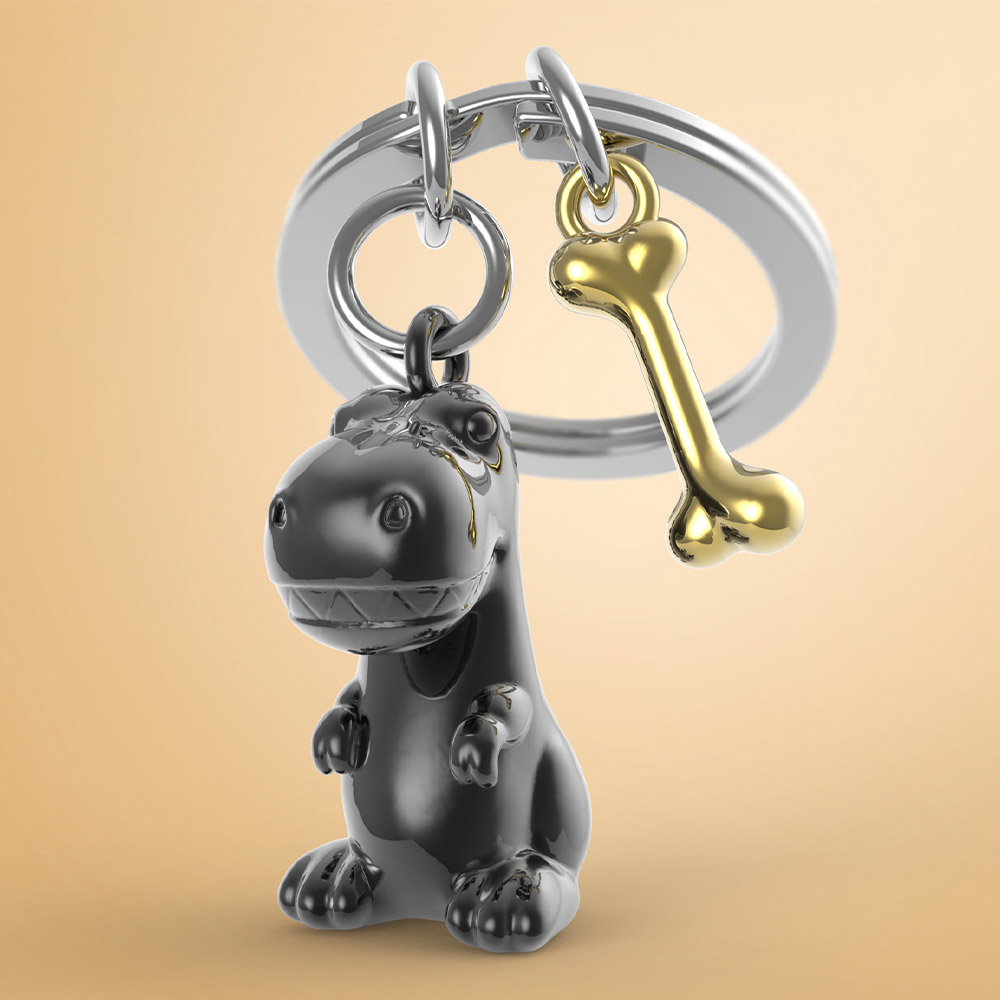 Dino With Bone Keychain