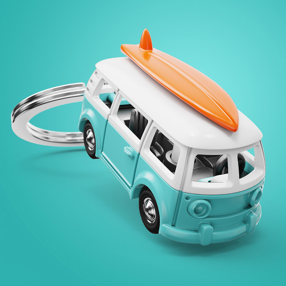 Surfer Van Keychain