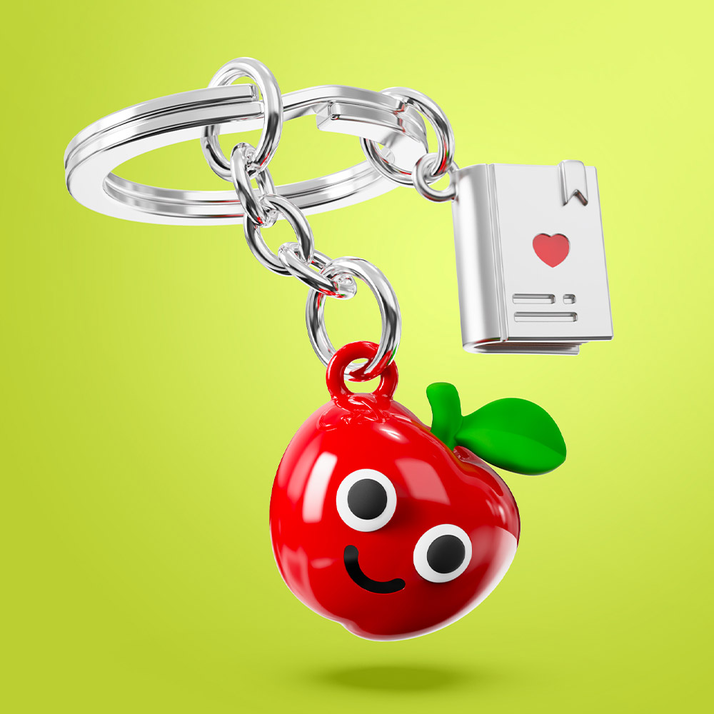 Apple & Book Keychain