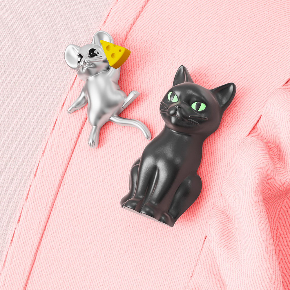 Cat & Mouse Fashion Pin